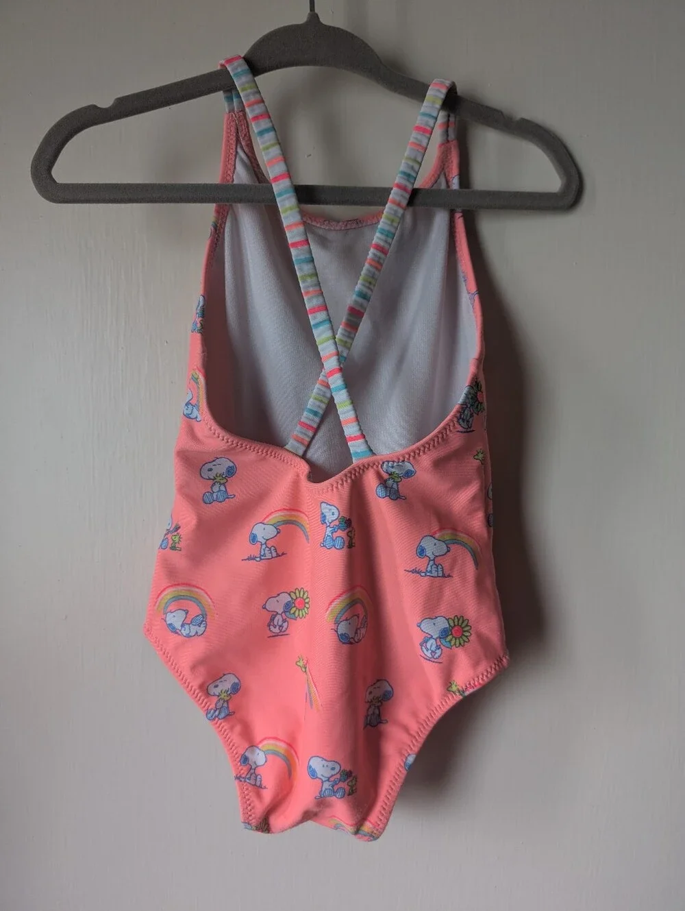 Kids Pink One-Piece Swim Suit with Heart Patch